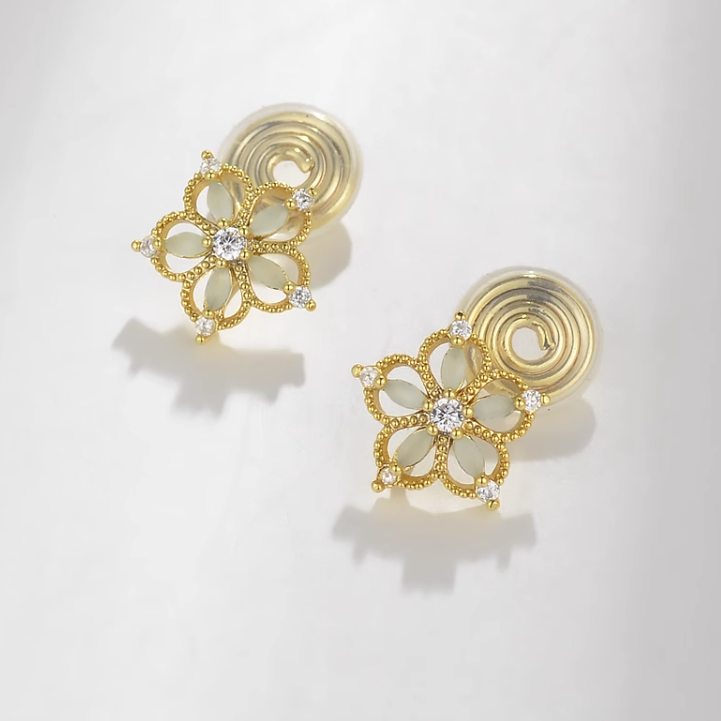 清新锆石花朵耳夹 Mini Zircon Clip On Earring