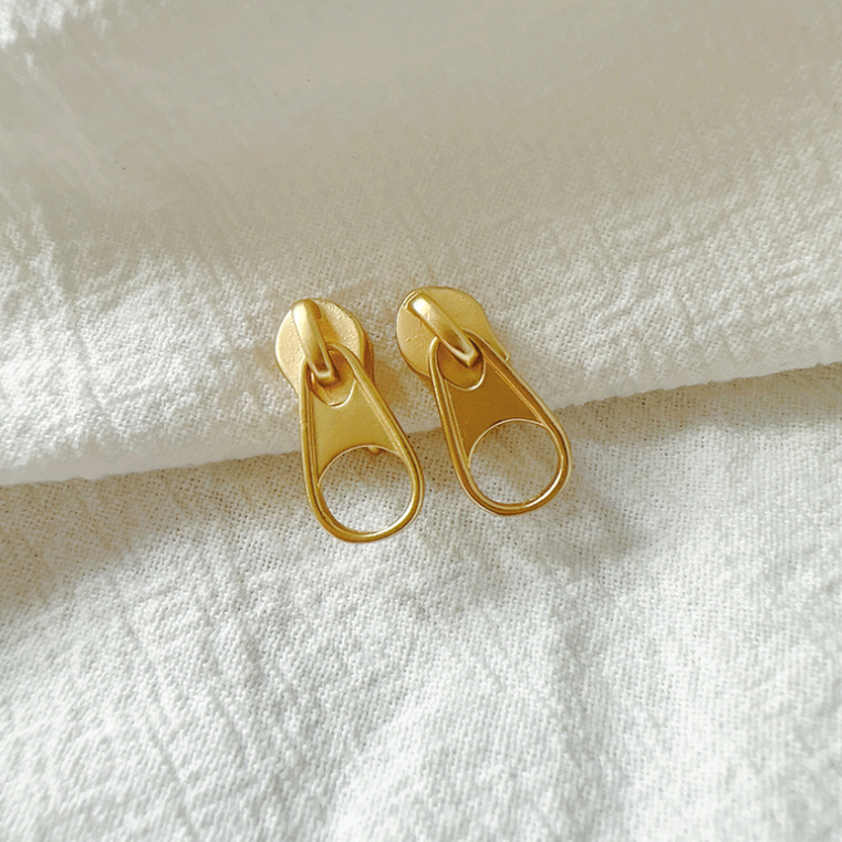 短款拉链个性耳夹 Clip On Earring