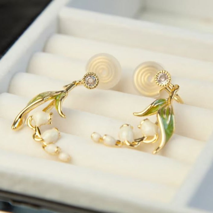 法式铃兰花朵气质耳夹 Clip On Earring