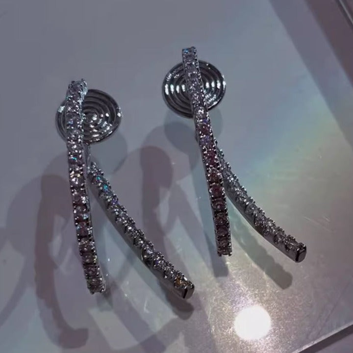 金/银微镶锆石鱼尾交叉耳夹 Clip On Earring