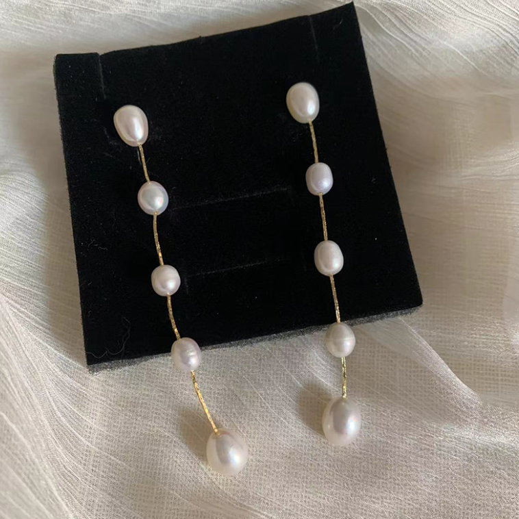 天然淡水珍珠流苏耳夹 Clip On Earring