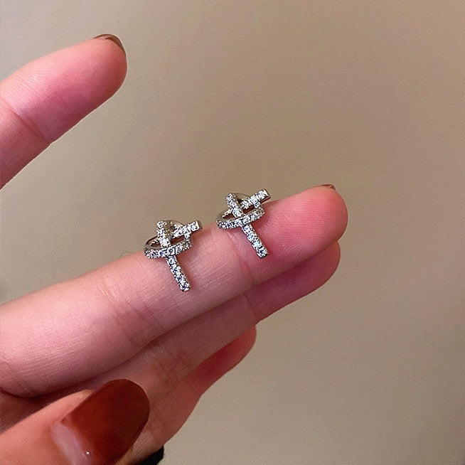 金/银锆石打结简约耳夹 Clip On Earring