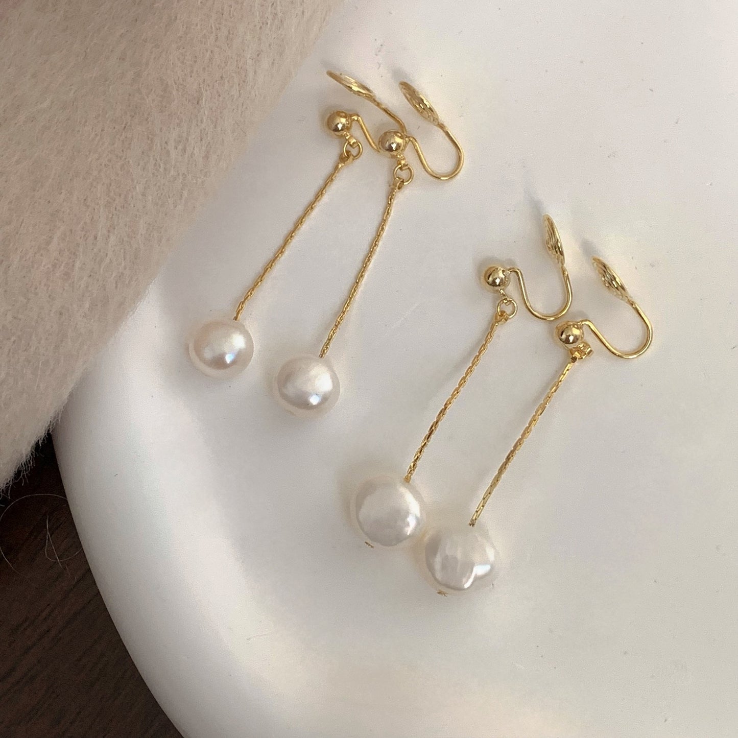 天然珍珠简约耳夹 Clip On Earring