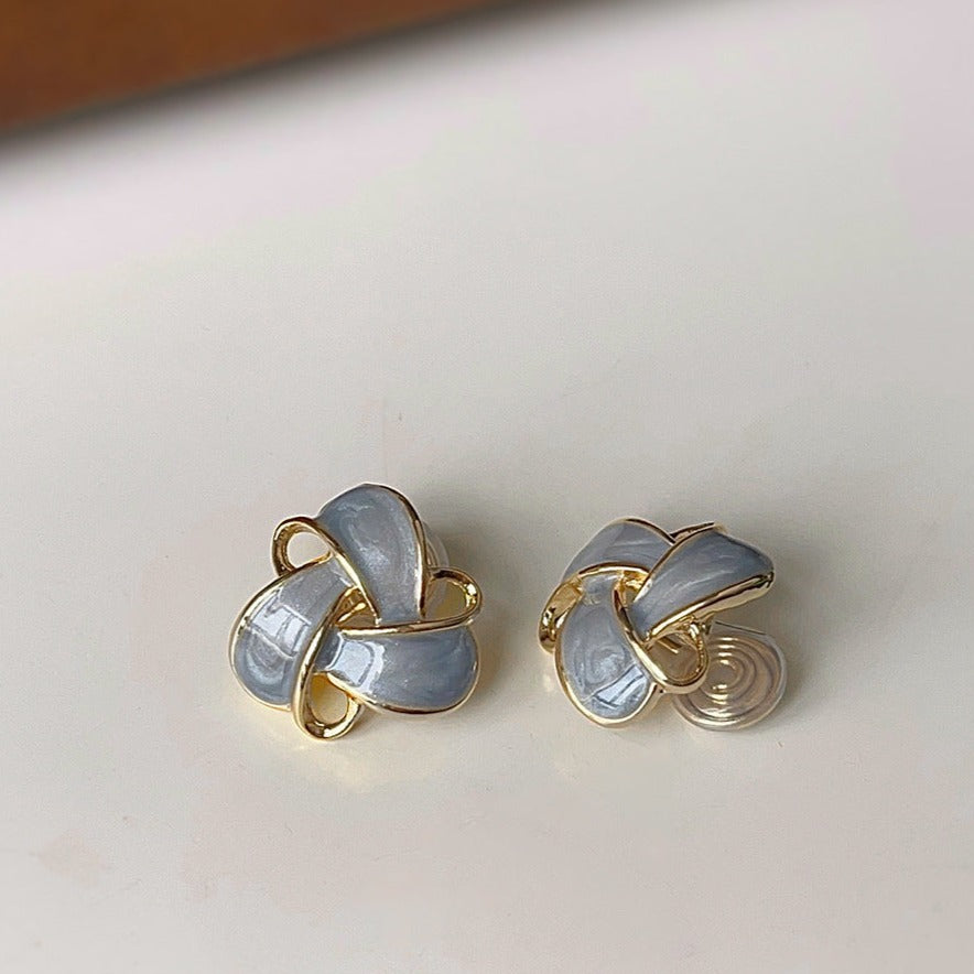 滴釉雾霾蓝镂空耳夹 Clip On Earring