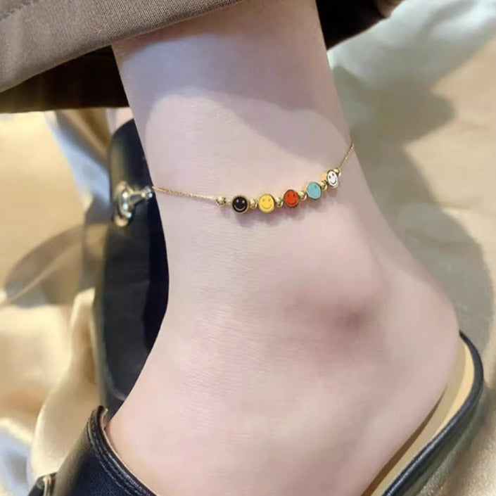 小众彩虹笑脸脚链 Anklet