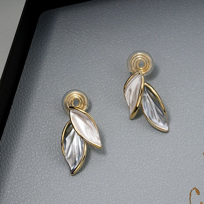 蓝白树叶耳夹 Clip On Earring