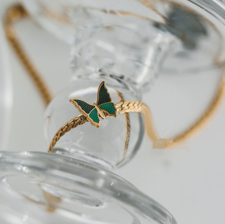 复古绿色蝴蝶脚链 Anklet