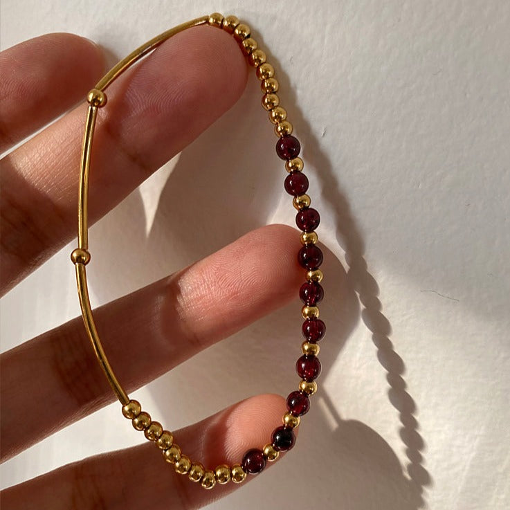 石榴石小金豆弹力手链 Bracelet