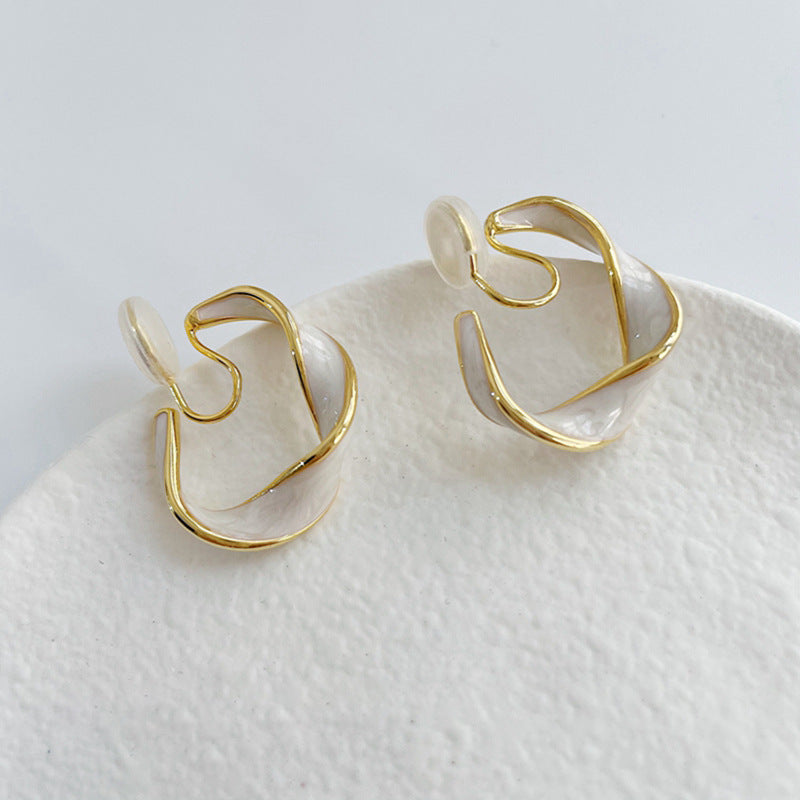 法式白滴釉耳圈耳夹 Clip On Earring