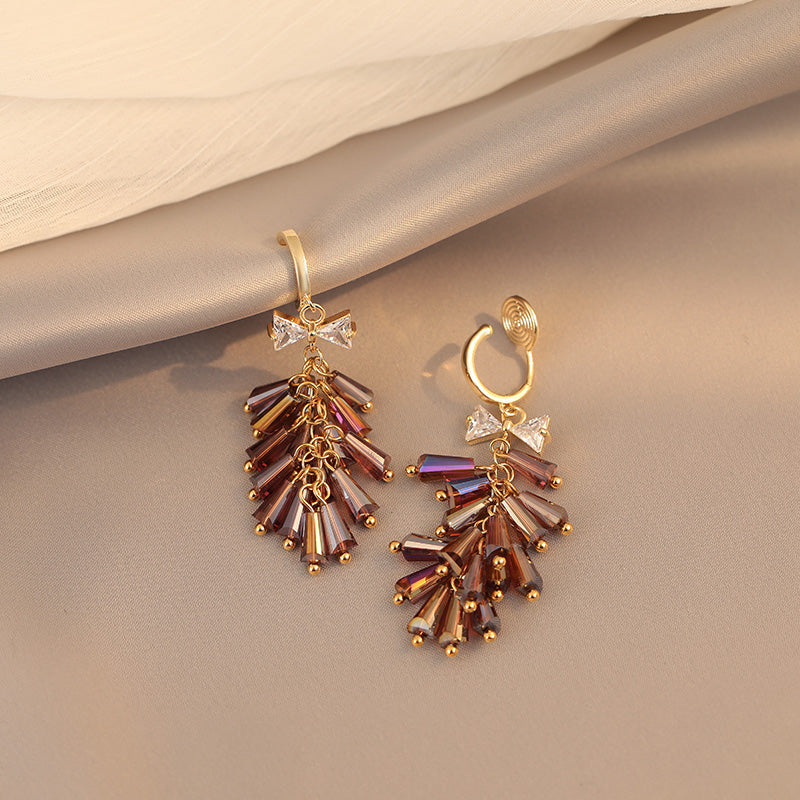 锆石流苏蝴蝶结满钻耳夹 Clip On Earring