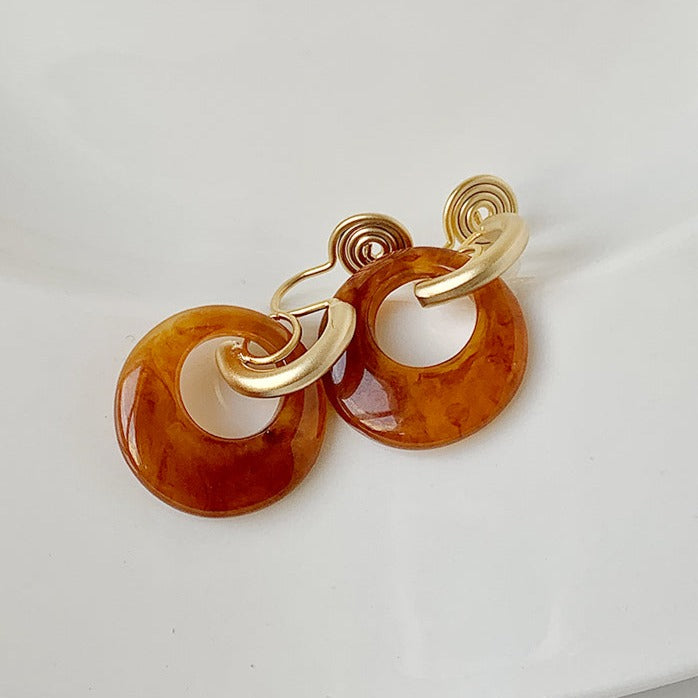 晕染咖啡耳圈耳夹 Clip On Earring