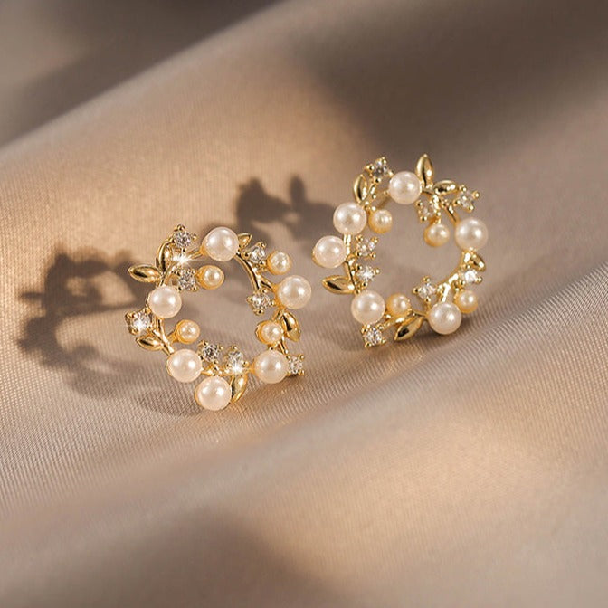 法式复古珍珠花环耳夹 Clip On Earring