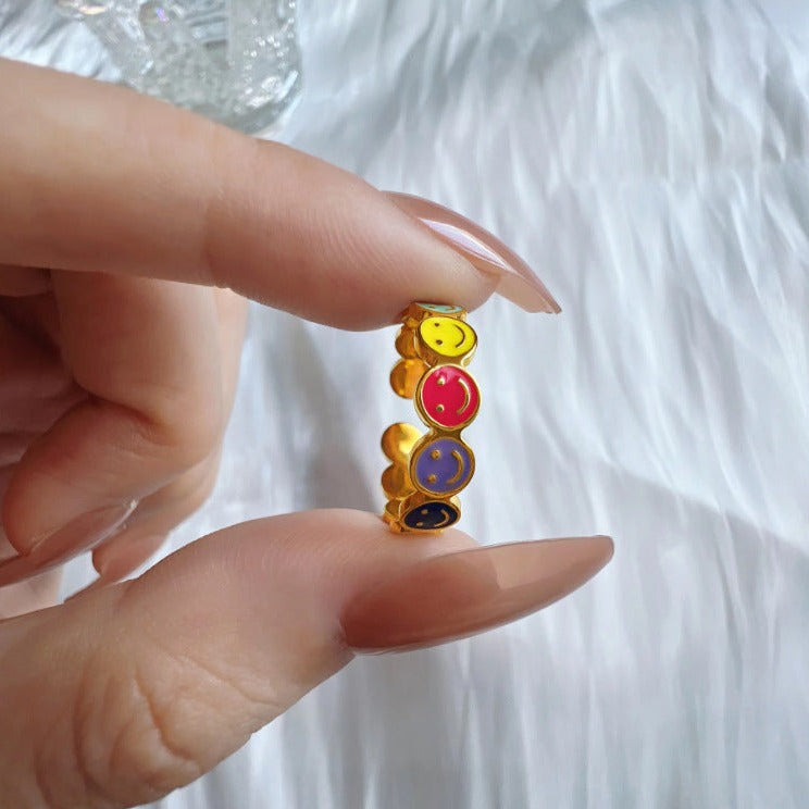 小众彩虹笑脸戒指 Ring