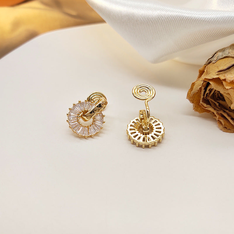 精致锆石圆圈耳夹 Clip On Earring