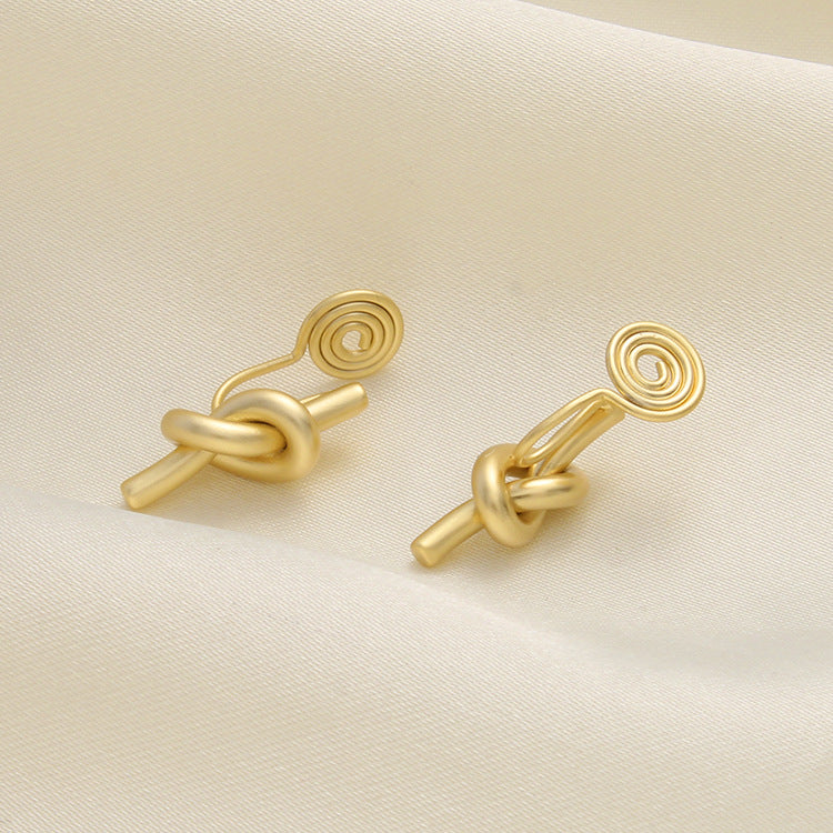 哑光极简打结耳夹 Gold Knotted Clip On Earring