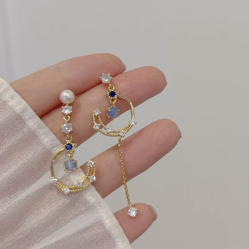 不对称锆石流苏耳夹 Asymmetric Zircon Tassel Clip On Earring