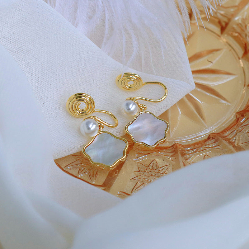 贝壳珍珠云朵高级感耳夹 Clip On Earring
