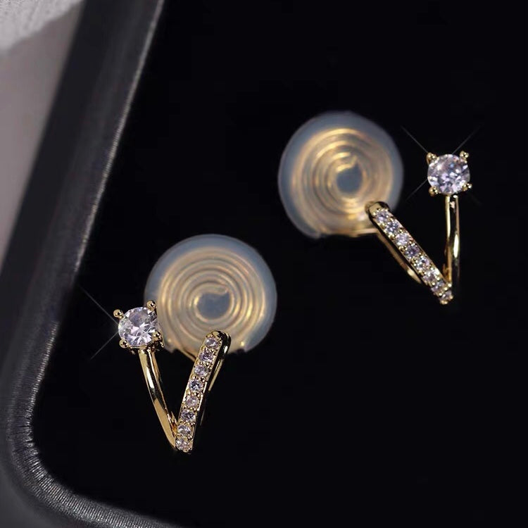 超闪锆石素圈耳夹 Clip On Earring