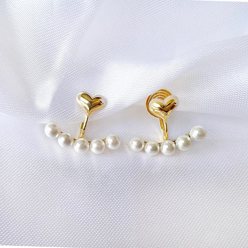 💖店主强推💖Mini Gold Heart Pearl Clip On Earring 金色爱心珍珠一体式耳夹