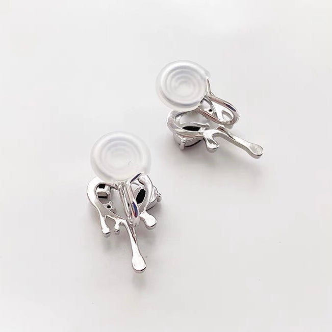 银色爱心锆石耳夹 Silver Heart Zircon Clip On Earring