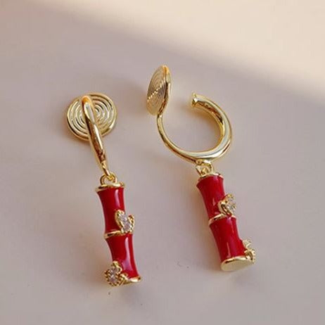 中国风节节高升滴釉耳夹 Clip On Earring