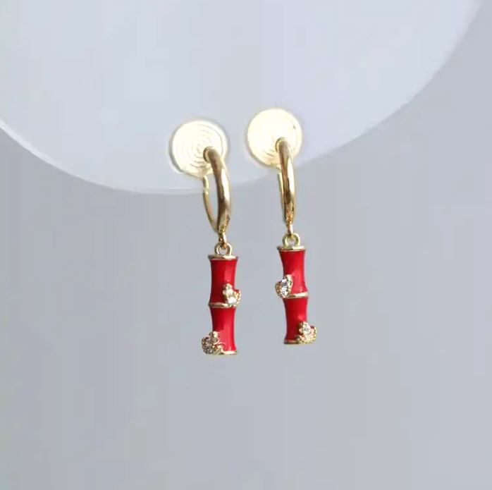 中国风节节高升滴釉耳夹 Clip On Earring