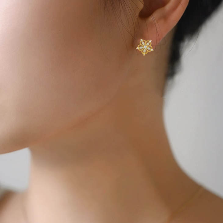 清新锆石花朵耳夹 Mini Zircon Clip On Earring