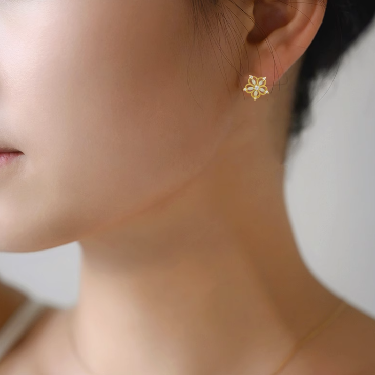 清新锆石花朵耳夹 Mini Zircon Clip On Earring