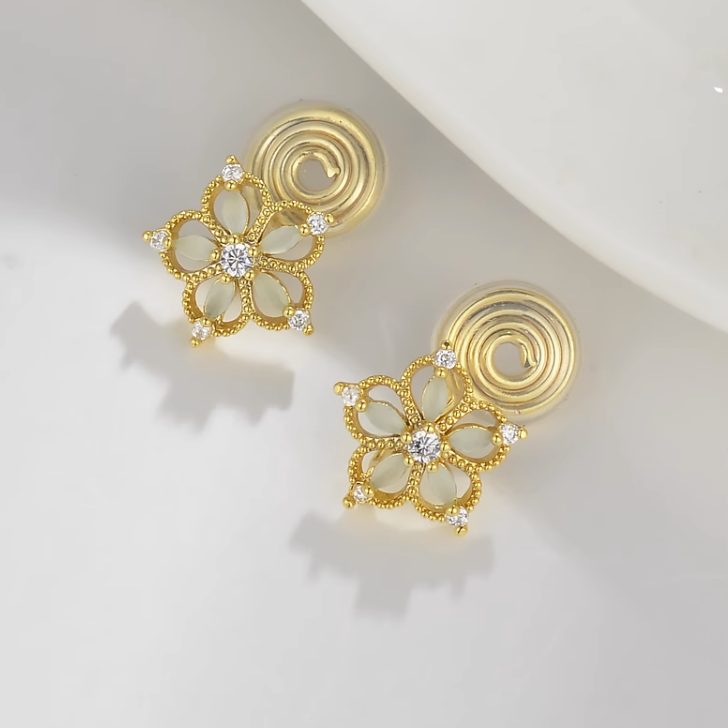 清新锆石花朵耳夹 Mini Zircon Clip On Earring