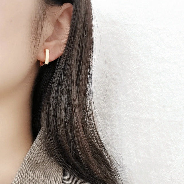 简约通勤长方形耳圈耳夹 Clip On Earring