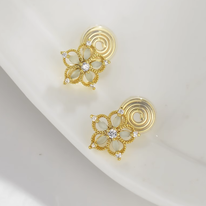 清新锆石花朵耳夹 Mini Zircon Clip On Earring