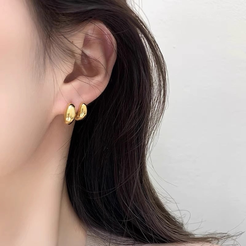 小众设计金/银水滴豆豆耳夹 Clip On Earring