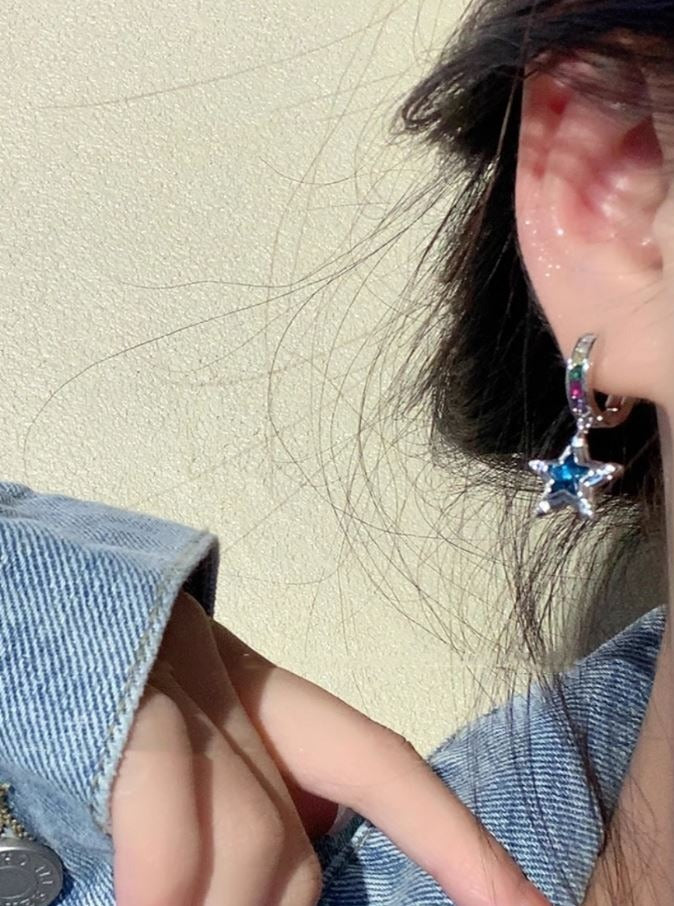 多彩锆石五角星耳夹 Clip On Earring