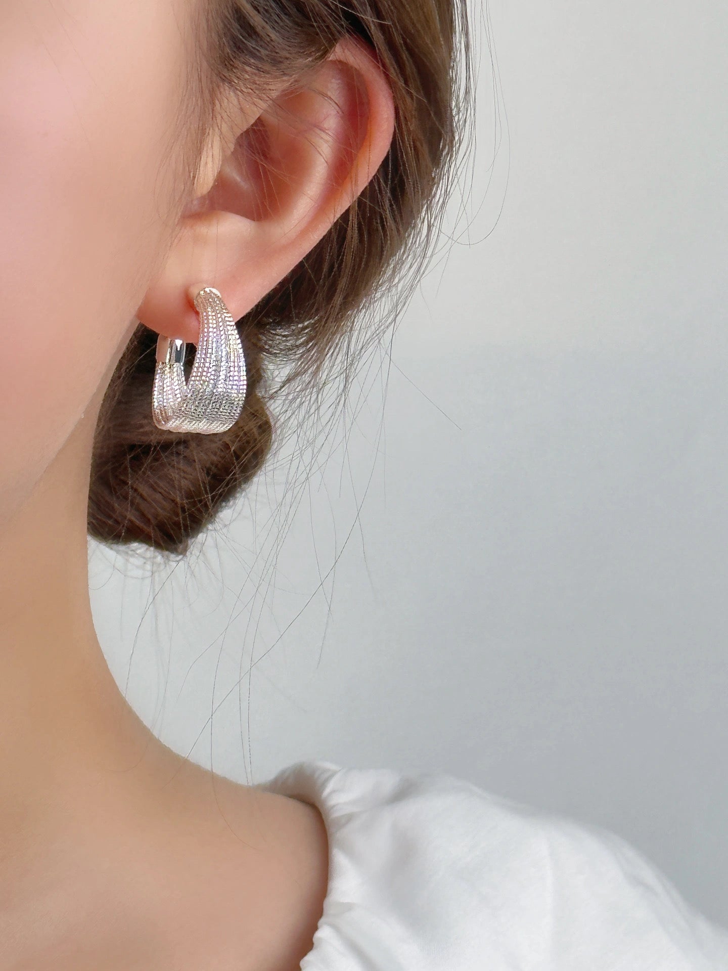 金/银复古线条耳圈耳夹 Clip On Earring