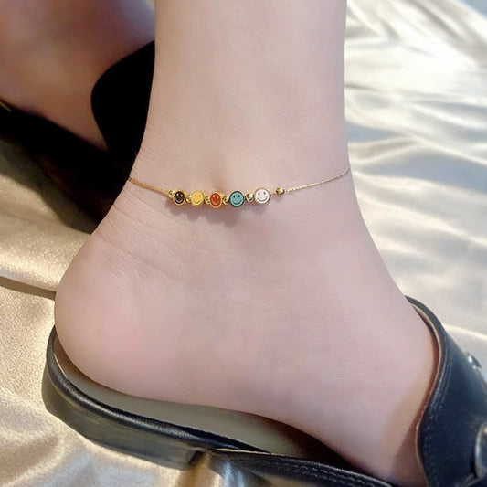 小众彩虹笑脸脚链 Anklet