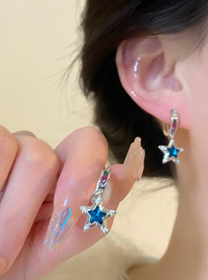 多彩锆石五角星耳夹 Clip On Earring