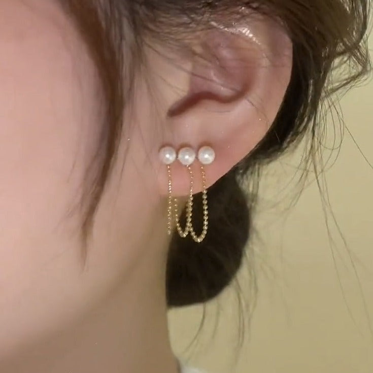 珍珠金豆子流苏耳夹 Mini Pearl Tassel Clip On Earring