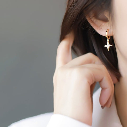 四芒星锆石耳夹 Clip On Earring