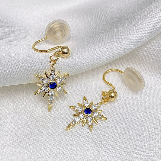 八芒星锆石吊坠耳夹 Eight-pointed Star Zircon Clip on Earring