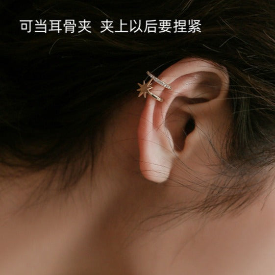 金/银双耳圈八芒星耳夹 Clip On Earring