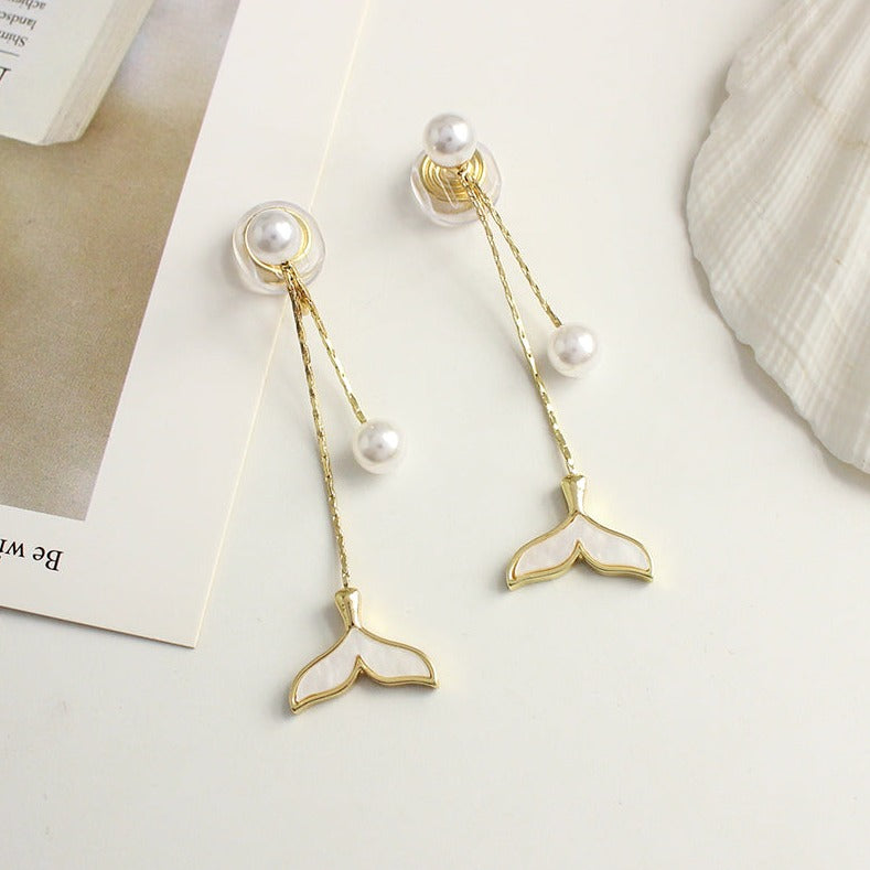 珍珠鱼尾流苏耳夹 Clip On Earring