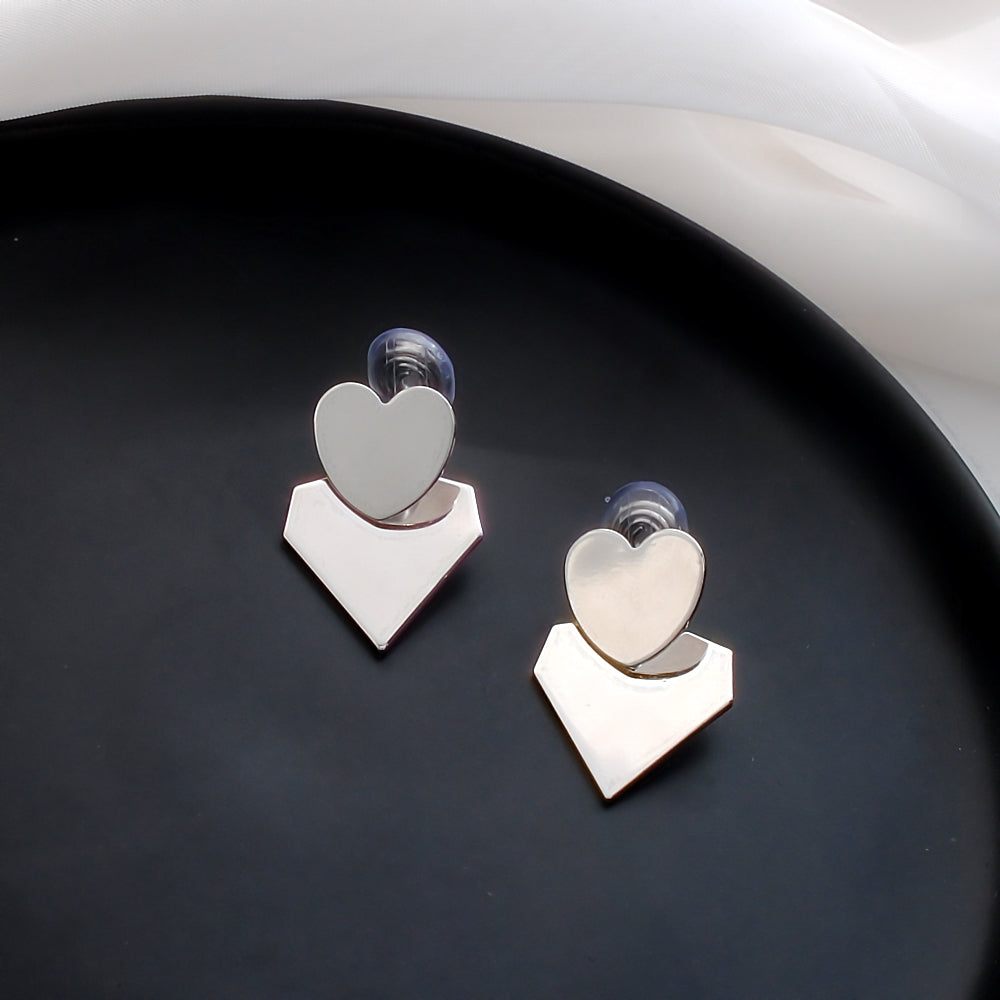 银色双爱心耳夹 Silver Double Heart Clip on Earring