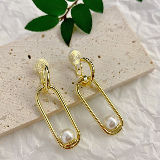 珍珠吊坠高级感耳夹 Pearl Pendant Clip On Earring