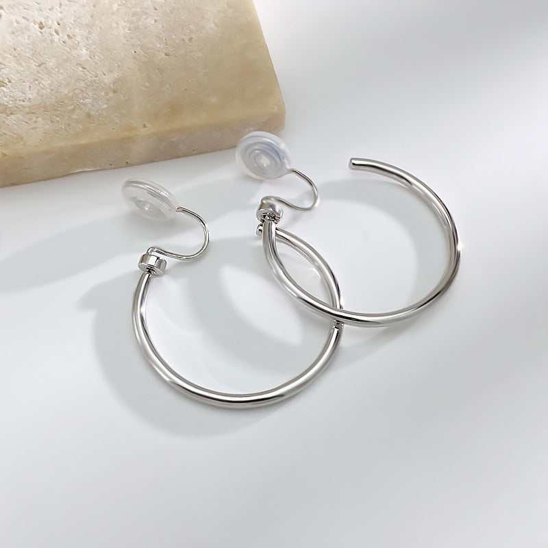 可转动金属圆环耳夹 Gold/Silver Large Hoop Clip On Earring