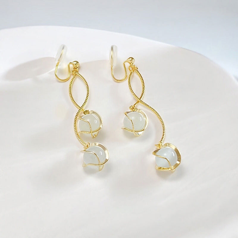 猫眼石螺旋流苏耳夹 Clip On Earring