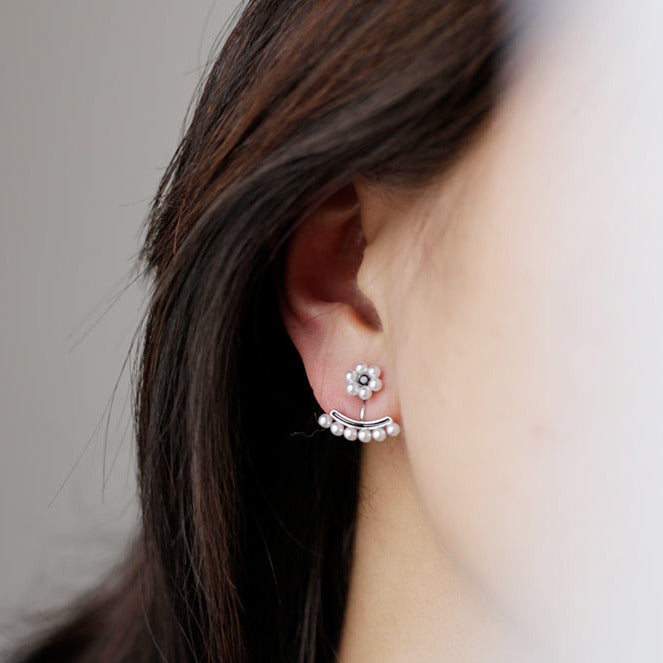 小众珍珠花朵耳夹 Pearl Flower Clip On Earring