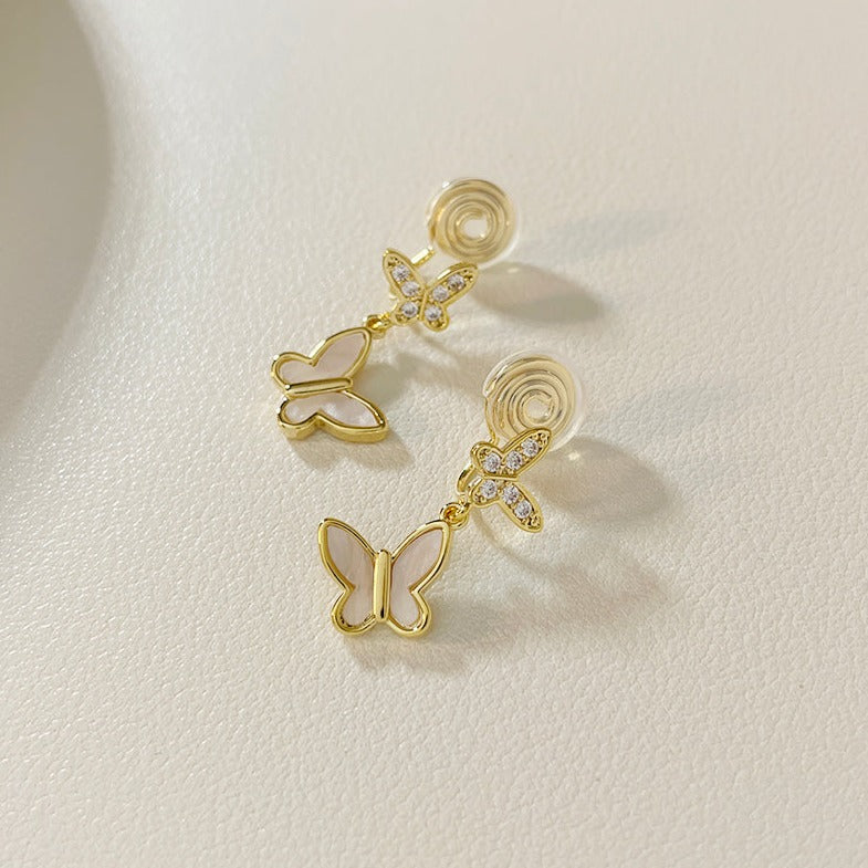 双层蝴蝶锆石耳夹 Double Butterfly Zircon Clip on Earring