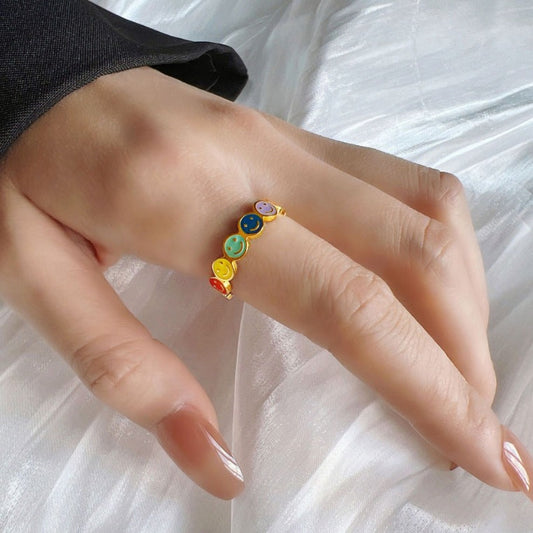 小众彩虹笑脸戒指 Ring