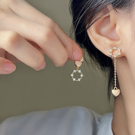 玫瑰金不对称流苏耳夹 Rose Gold Asymmetric Tassel Clip On Earring