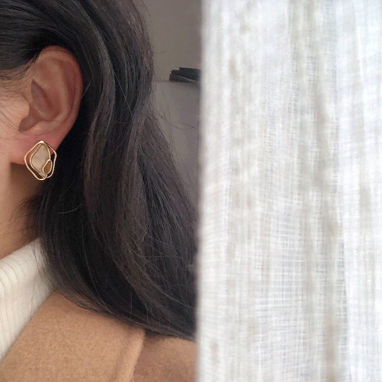 珐琅复古几何耳夹 Clip On Earring